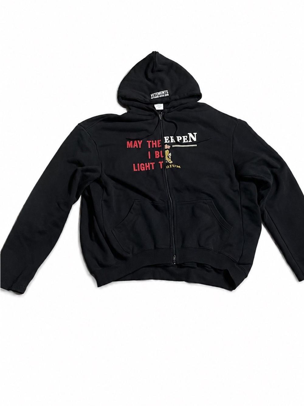 Vetements AW17 May the Bridges Antwerpen Split Zip Up Hoodie